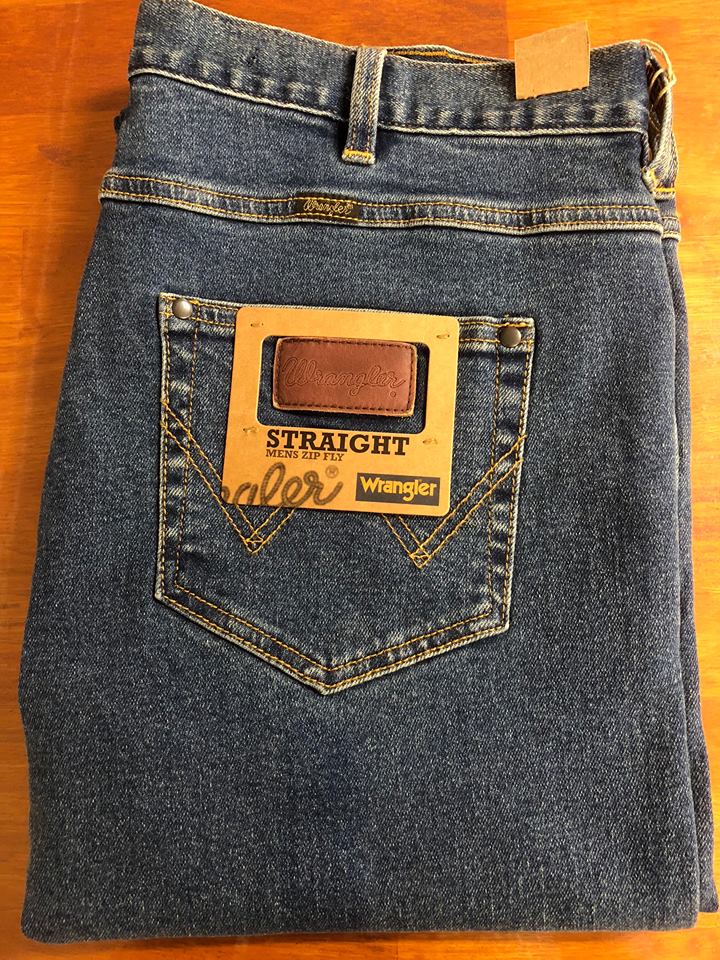 Wrangler Jeans Regular Fit Straight Leg Zip Fly Vintage Dark Wash